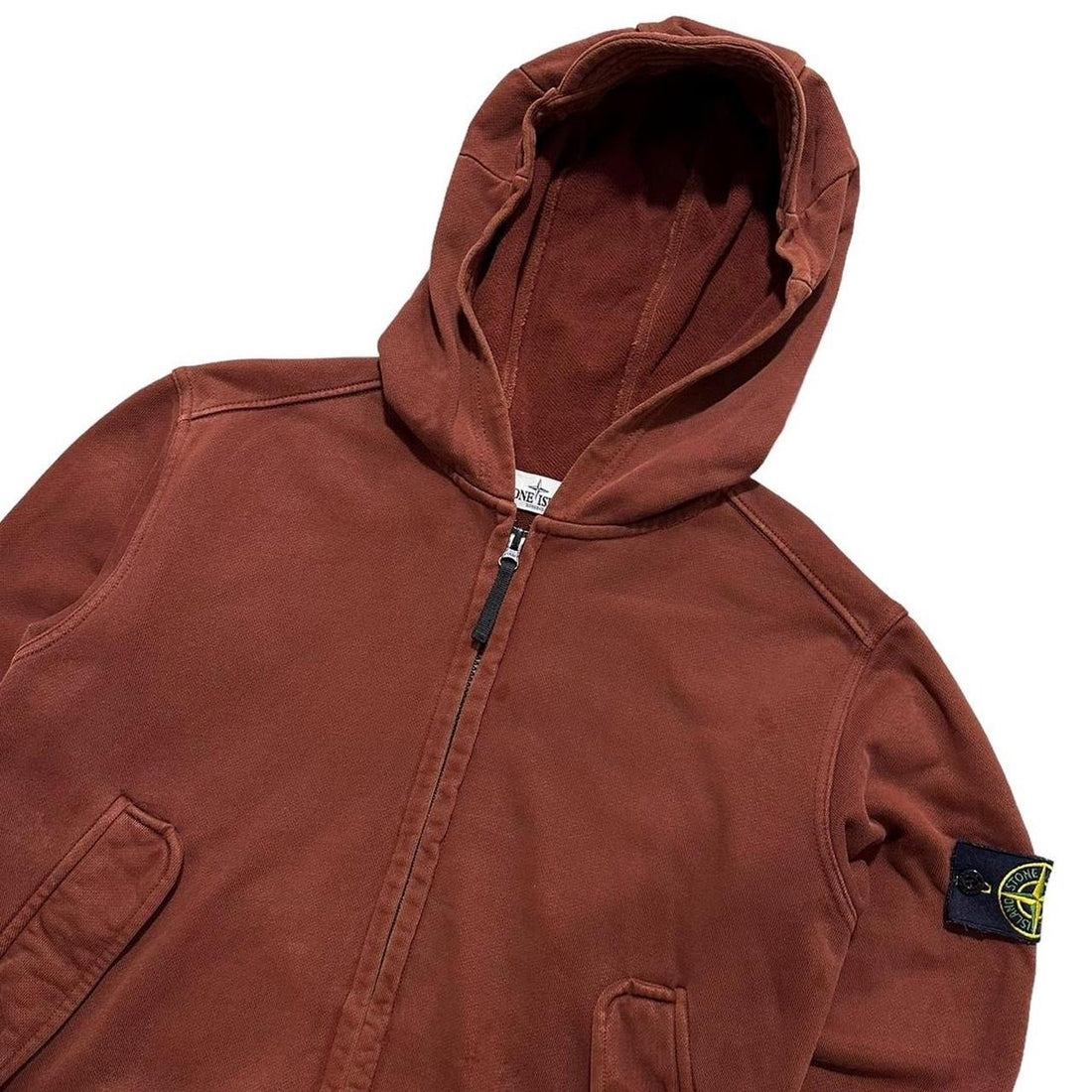 Stone Island Burnt Red Zip Up Hoodie