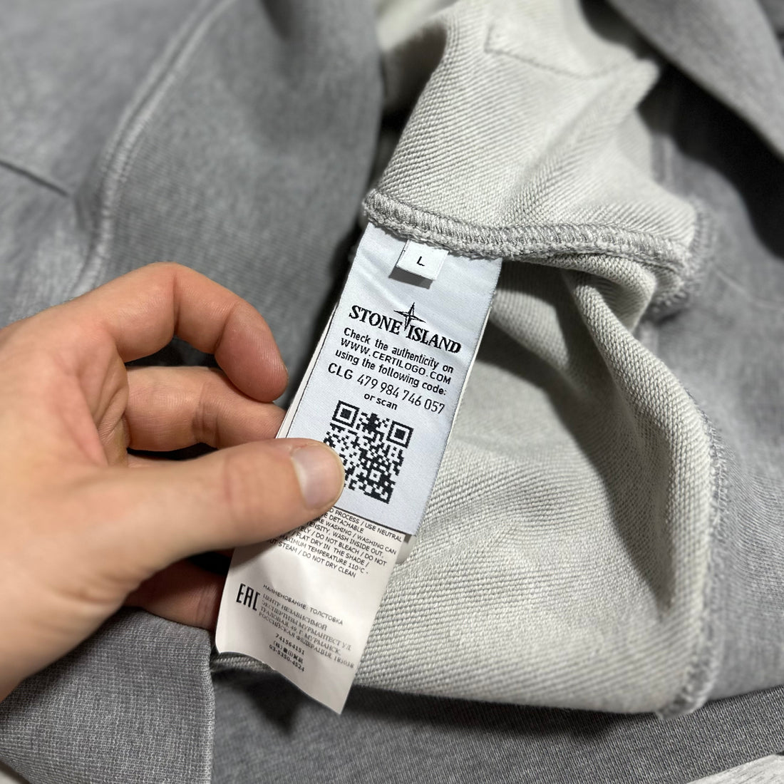 Stone Island Grey Pullover Hoodie