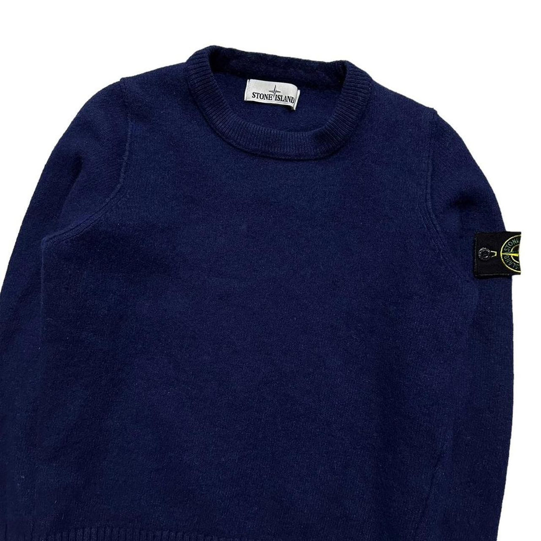 Stone Island Dark Blue Wool Pullover Crewneck