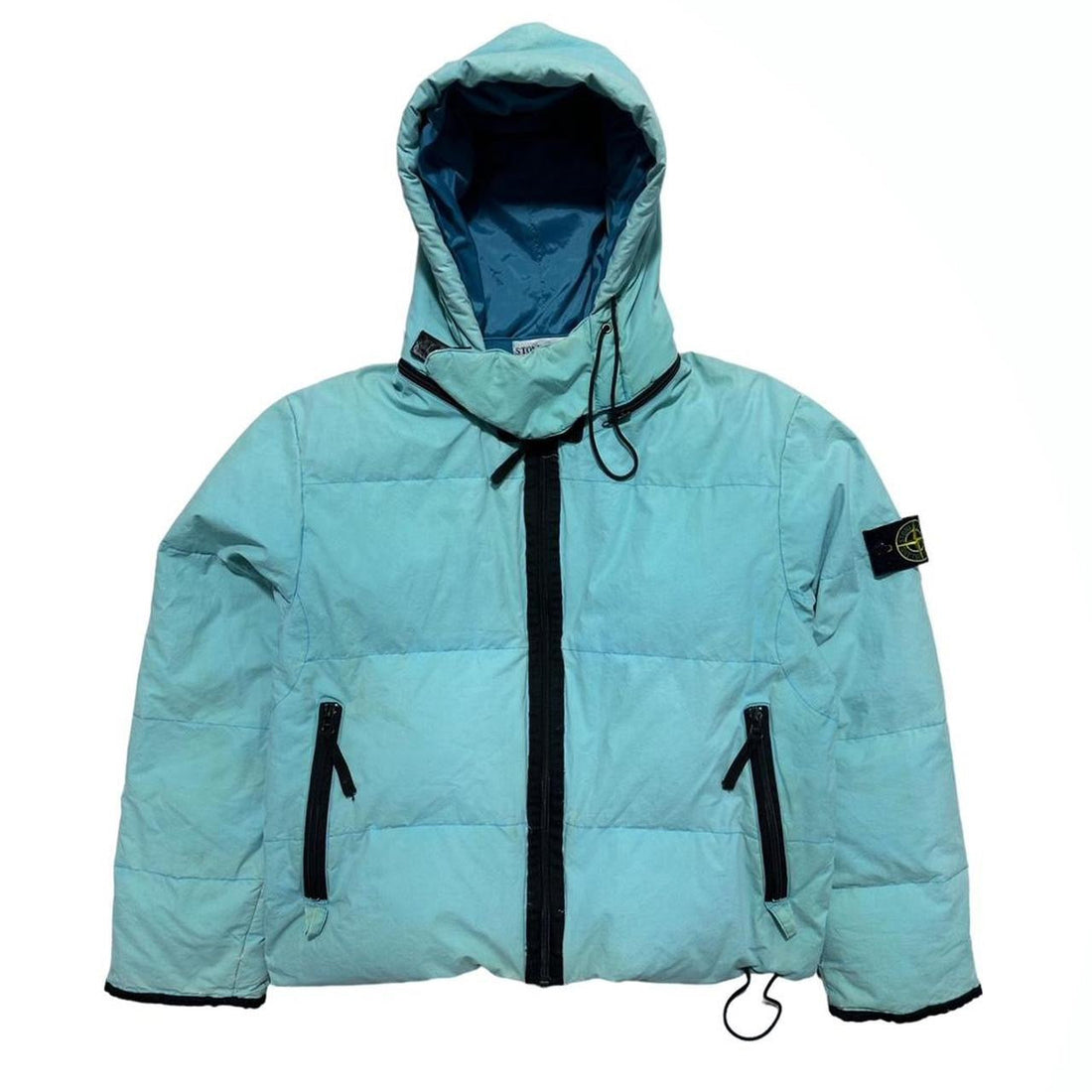 Stone Island Waxed Cotton Electric Blue Down Jacket