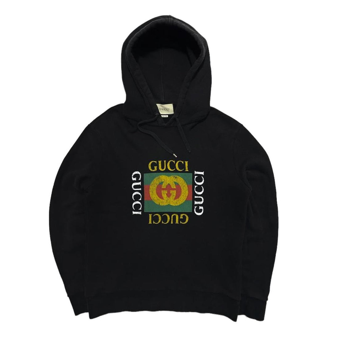 Gucci Distressed Front Print Black Hoodie