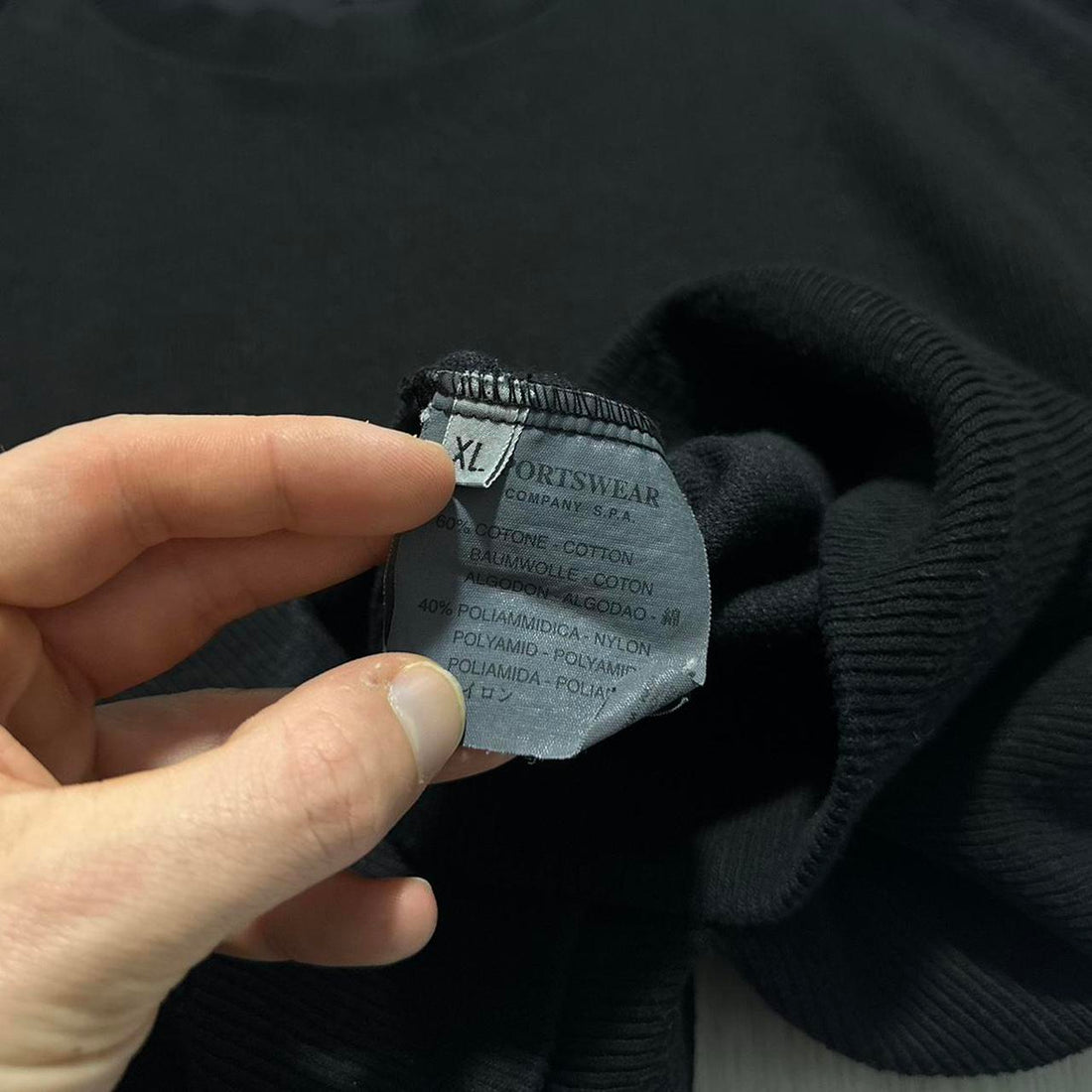 Stone Island Black Ribbed Pullover Crewneck