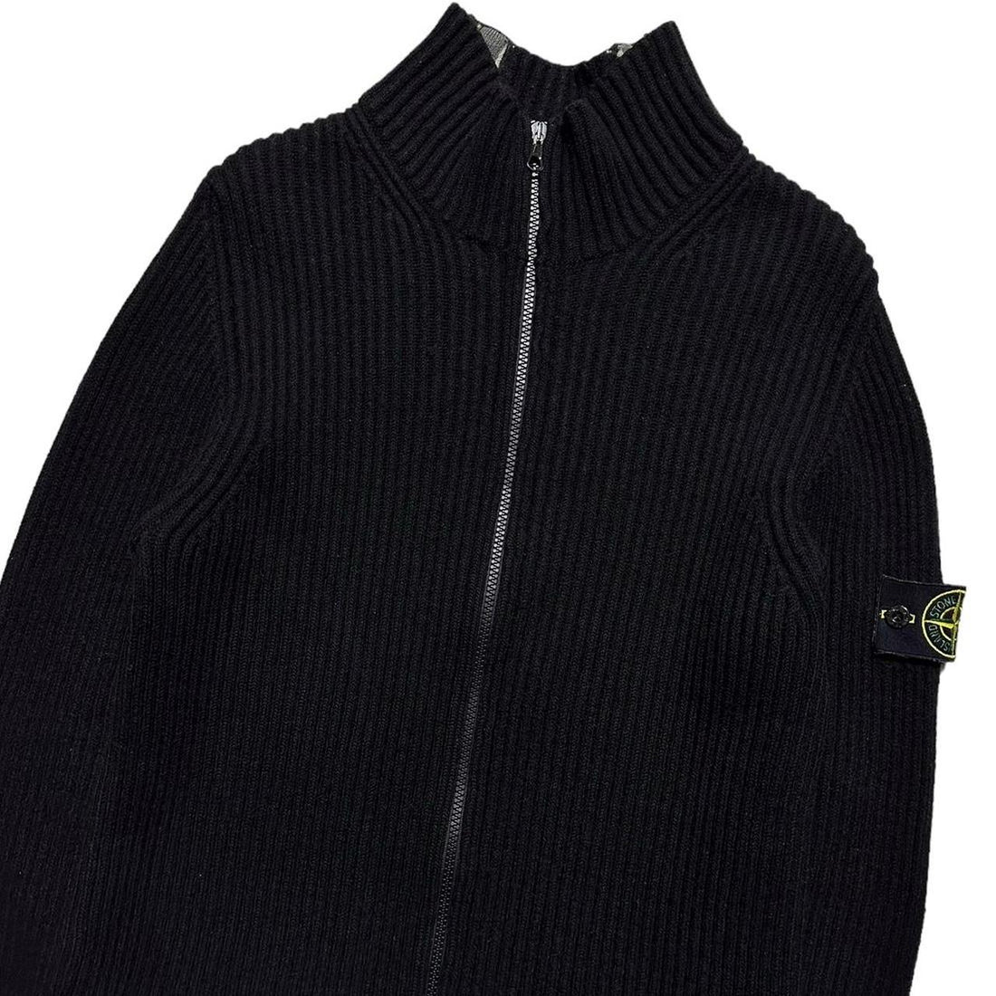 Stone Island Black Ribbed Full Zip