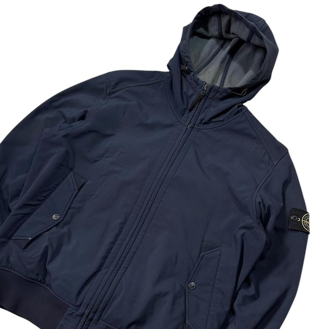 Stone Island Navy Hooded Soft Shell Jacket