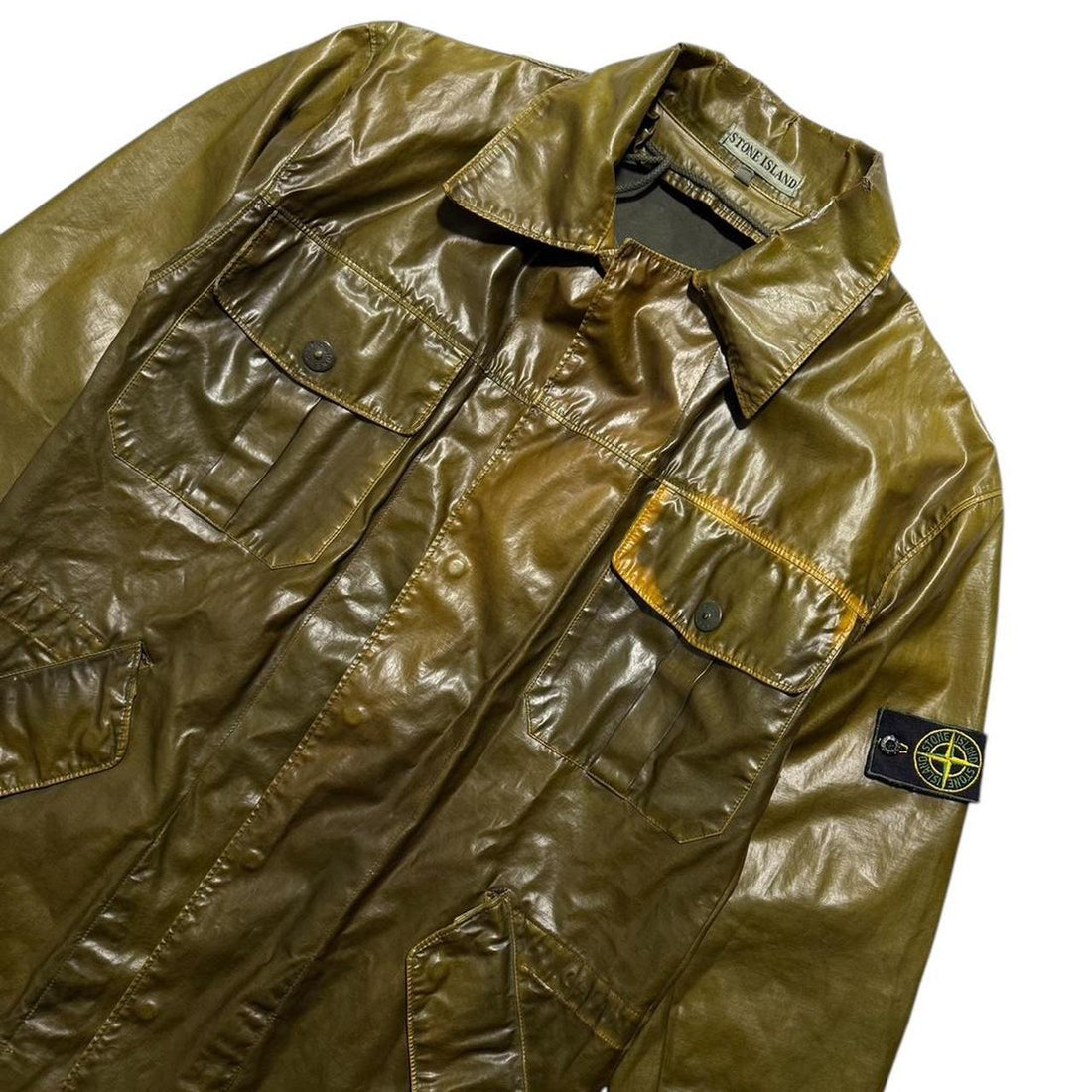 Stone Island Raso Gommato Glazed Silk Trench Jacket