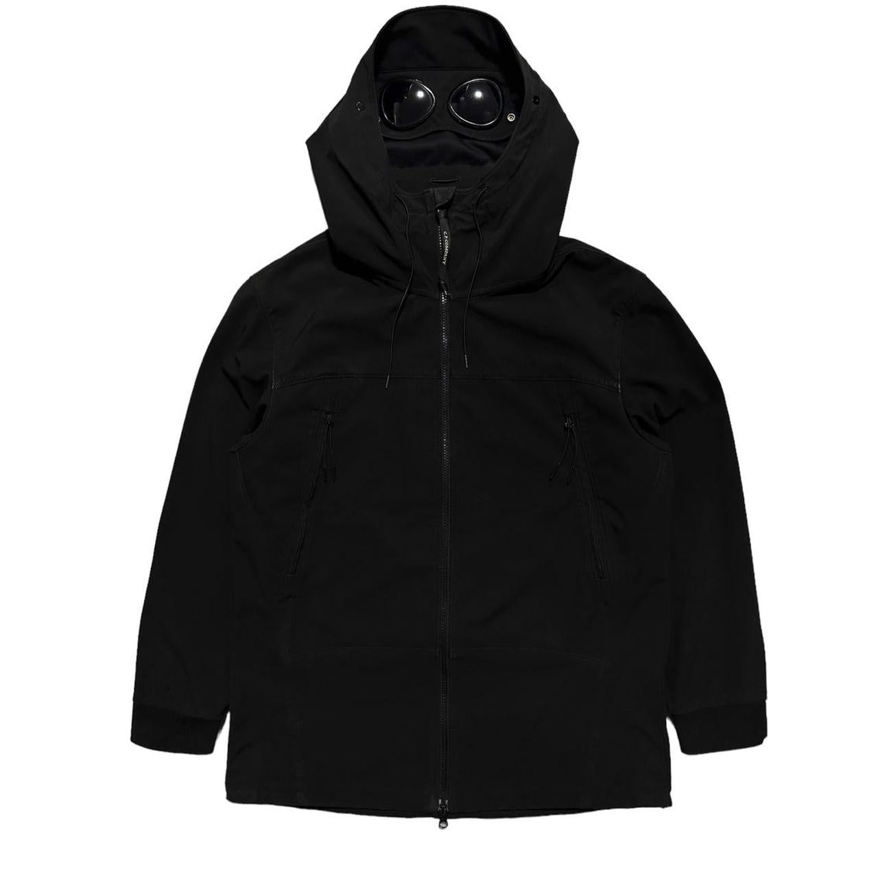 Cp company black soft shell goggle jacket best sale