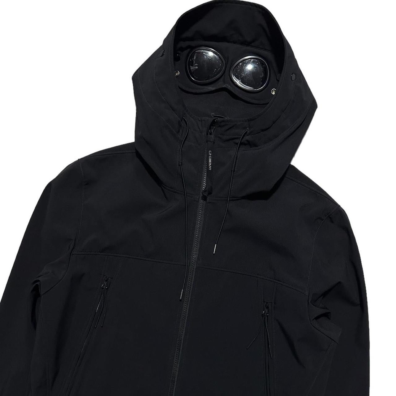 Cp company black outlet soft shell goggle jacket