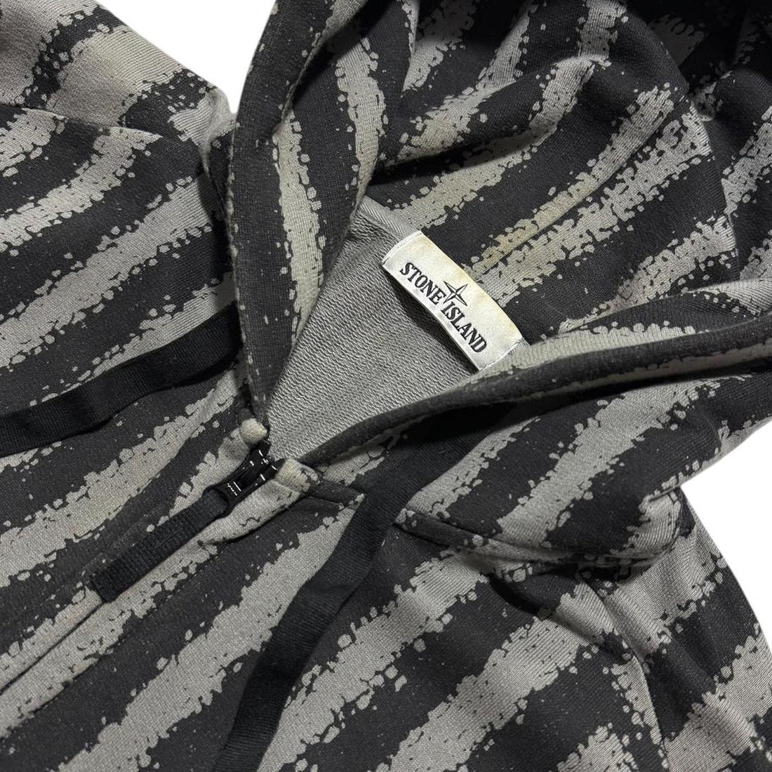 Stone Island Maze Print Zip Up Hoodie