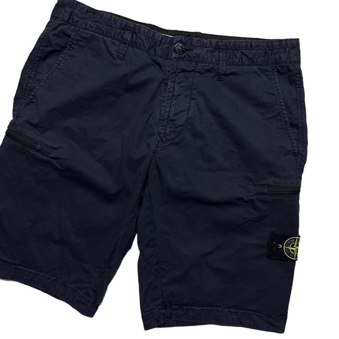 Stone Island Navy Canvas Cargo Shorts