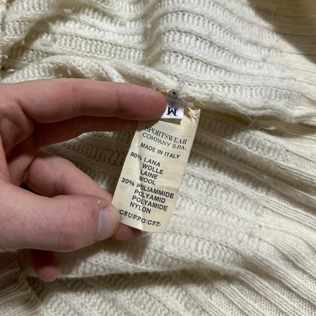 Stone Island late 80's Cream Knit Pullover