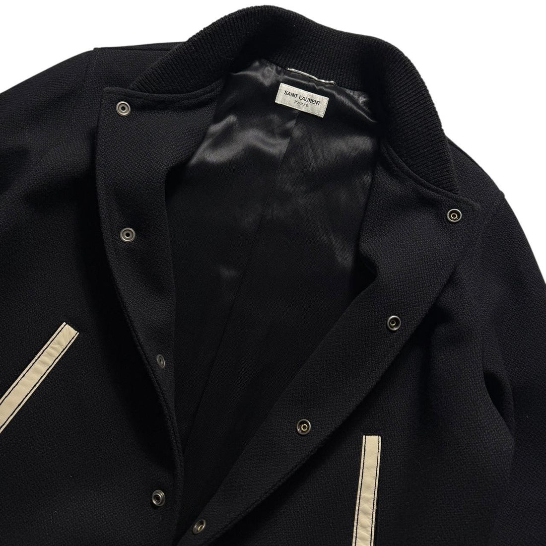 Saint Laurent Paris Teddy Backprint Varsity Jacket