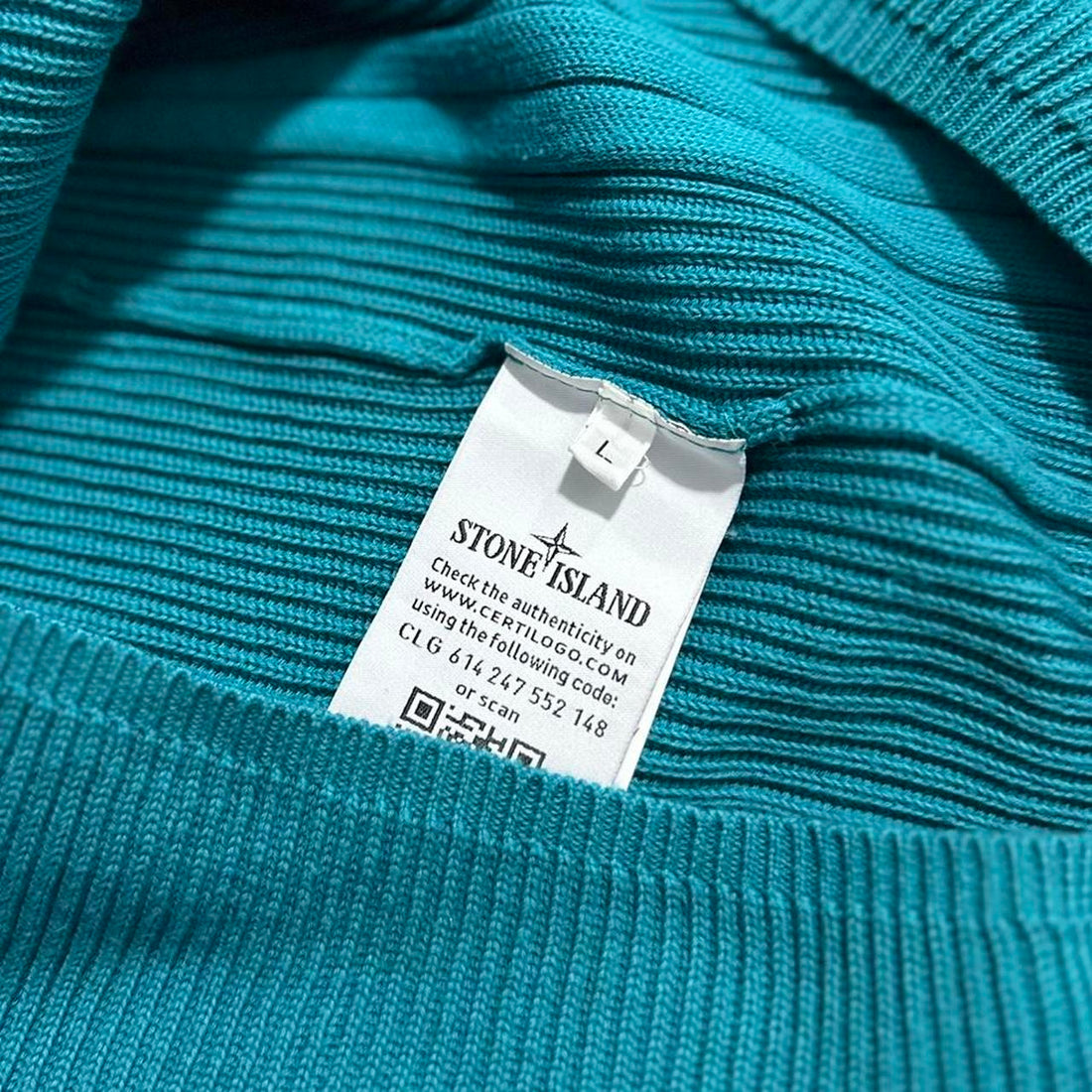 Stone Island Blue Ribbed Pullover