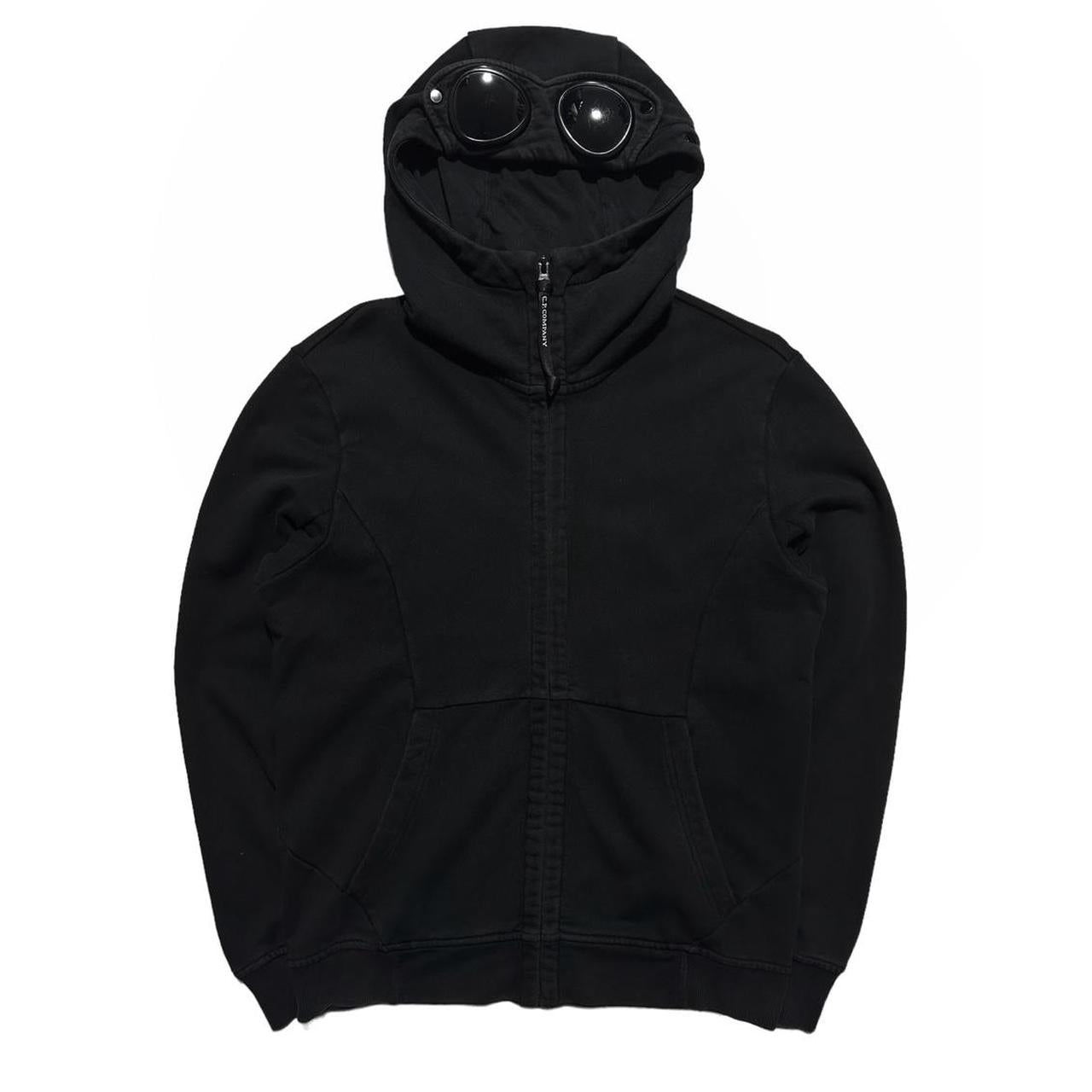 Cp company black goggle hoodie hotsell