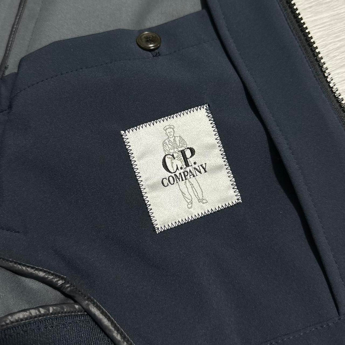 CP Company Arm Logo Navy Soft Shell Jacket