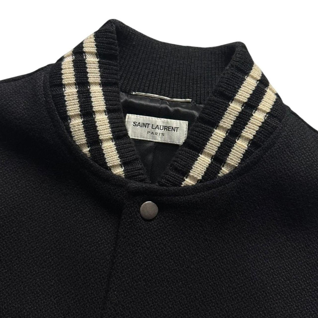 Saint Laurent Paris Teddy Backprint Varsity Jacket