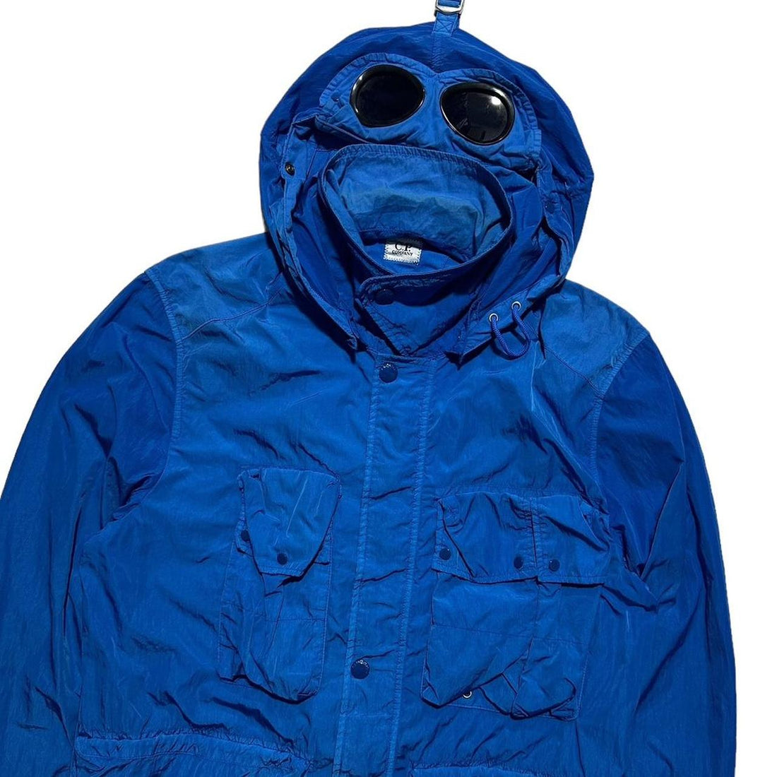 CP Company Blue Nylon Multipocket Goggle Jacket