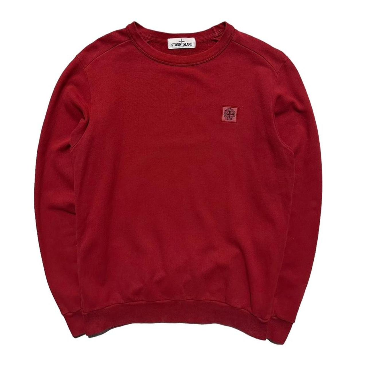 Stone Island Red Pullover Side Logo Crewneck TobyTides