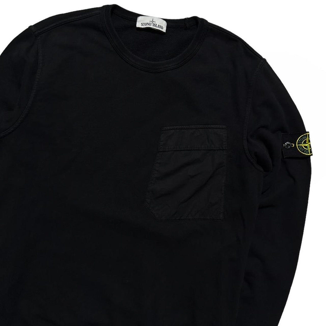 Stone Island Black Nylon Side Pocket Pullover Crewneck