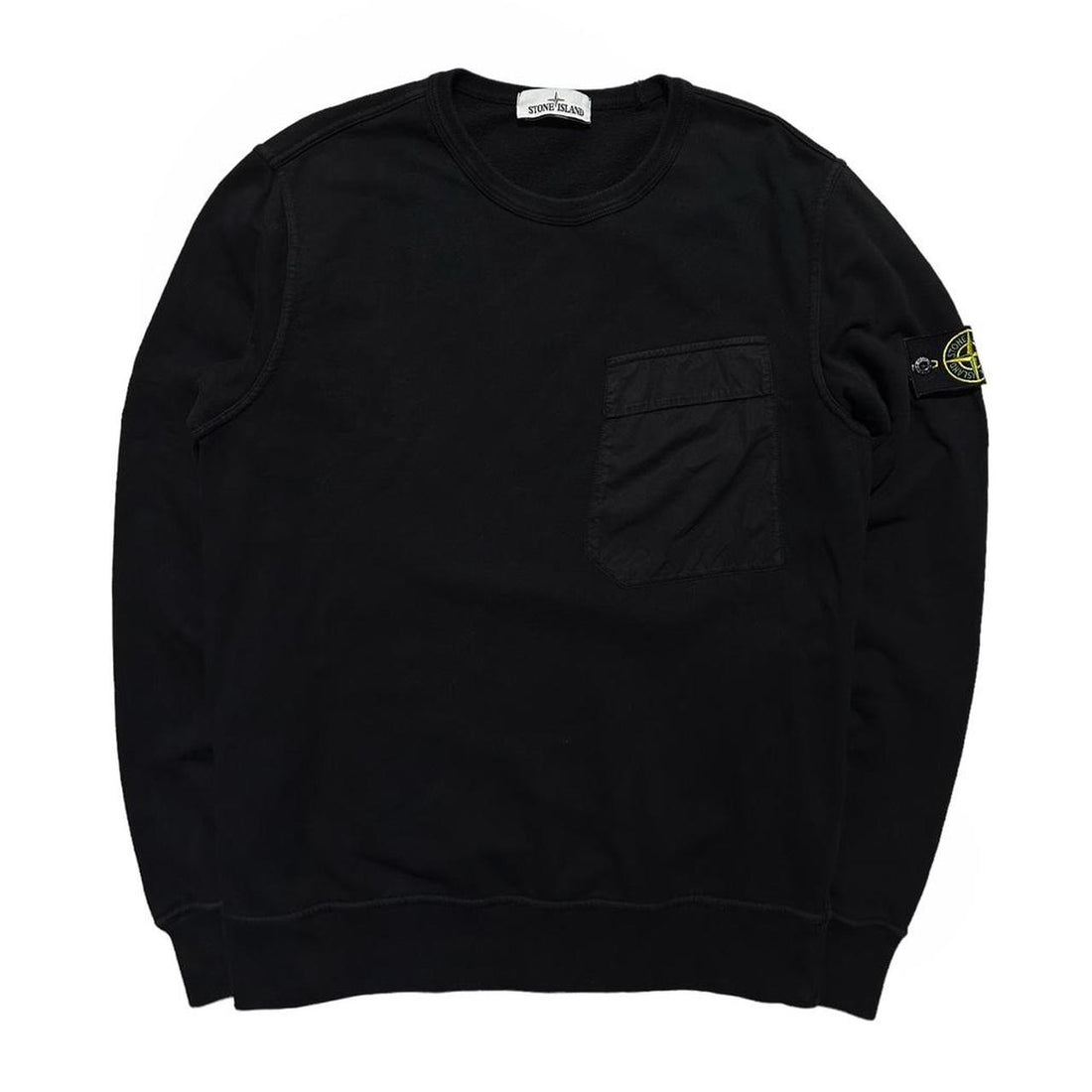 Stone Island Black Nylon Side Pocket Pullover Crewneck
