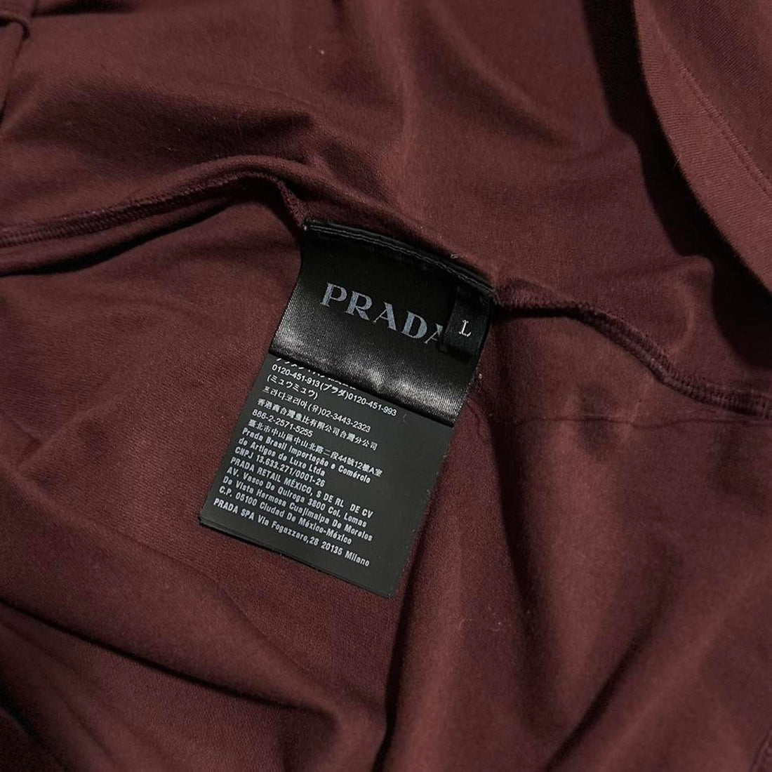 Prada Burgundy Nylon Pocket T-Shirt