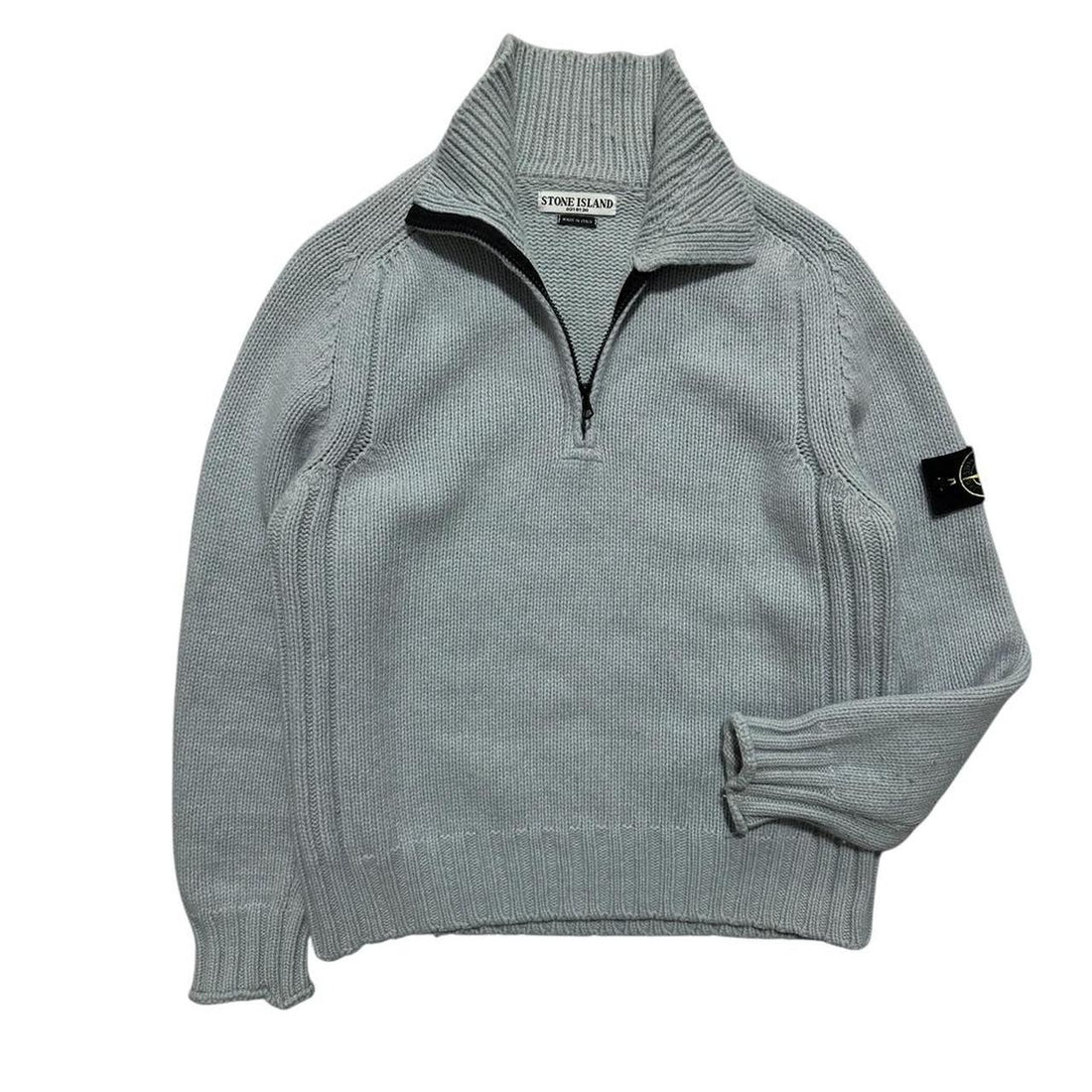 Stone Island Light Blue Quarter Zip Knit