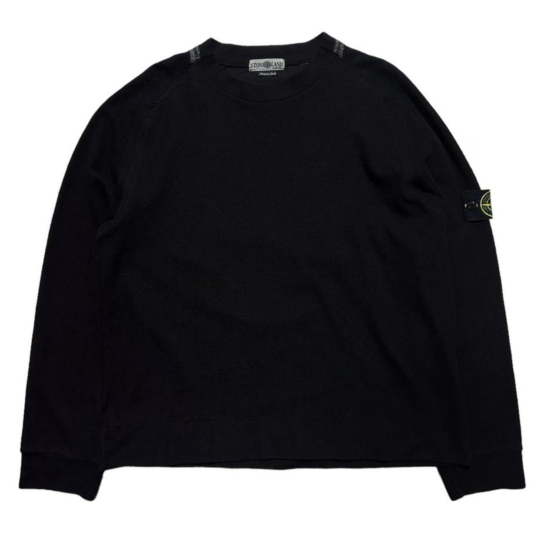 Stone Island Black Ribbed Pullover Crewneck