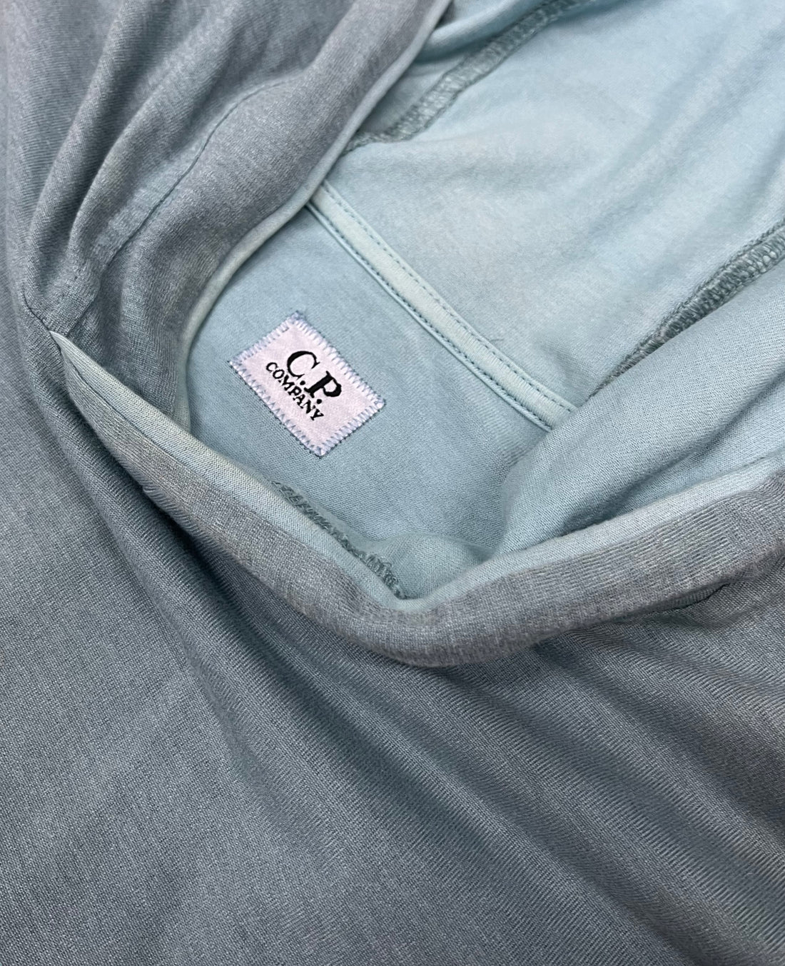 CP Company pullover light blue front logo print hoodie