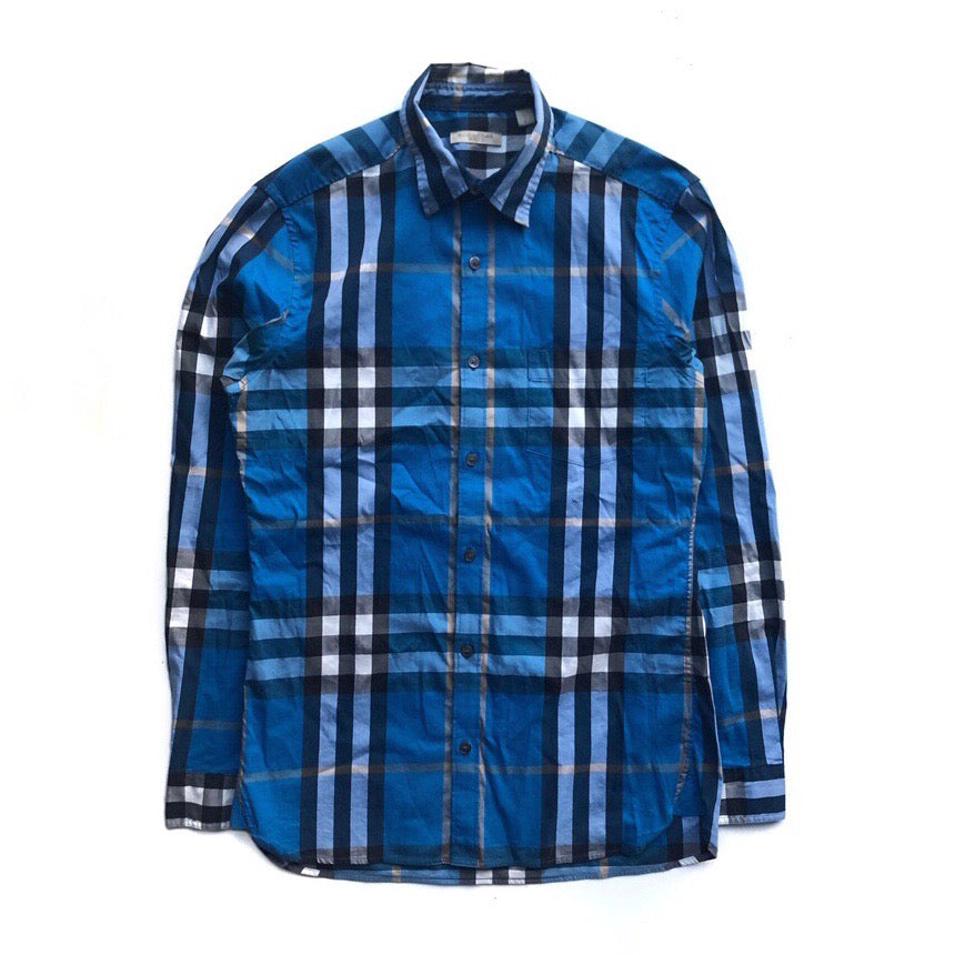 Burberry blue nova check button up shirt